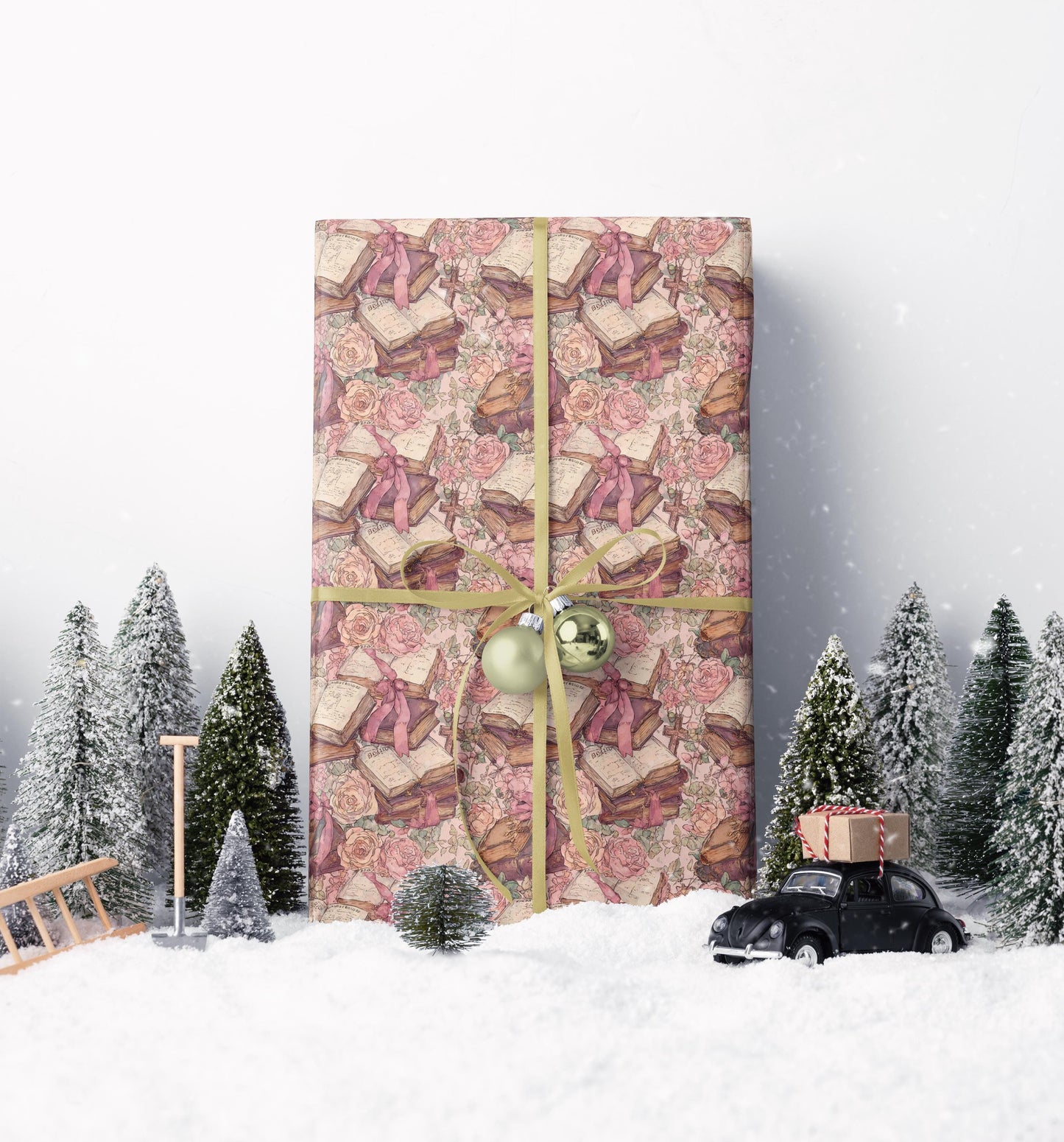 Elegant Christian Baptism Wrapping Paper | Coquette Watercolor Gift Wrap for Baby Girl #22