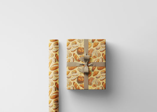 Farmers Market Wrapping Paper Roll Farm Fresh Baguettes Croissants Rustic French Bakery Eco Friendly Kitchen Gift Wrap #83