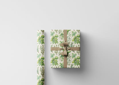 Farmers Market Wrapping Paper Roll Rustic Country Herbs Illustration Basil Rosemary Parsley Eco Farmhouse Kitchen Gift Wrap #55
