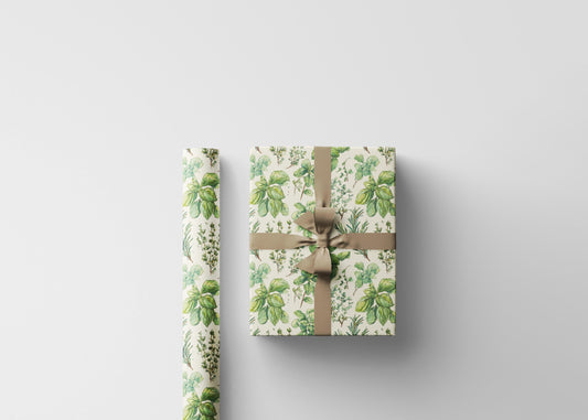 Farmers Market Wrapping Paper Roll Rustic Country Herbs Illustration Basil Rosemary Parsley Eco Farmhouse Kitchen Gift Wrap #55