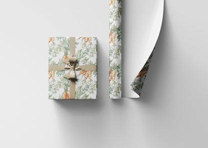 Farmers Market Wrapping Paper Roll Farmhouse Rustic Carrots Illustration Organic Eco Country Kitchen Vegetables Gift Wrap #59