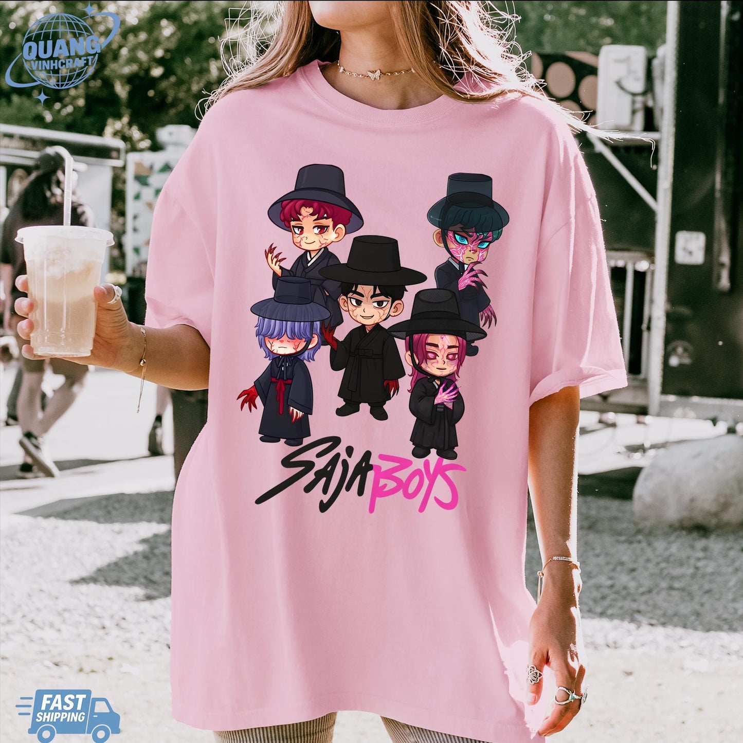 Kpop Saja Boys Shirt, Kpop Demon Hunters T-shirt, Demon Hunters Merch, Kpop Huntrix Pin shirt, Saja Boys Fan Gifts