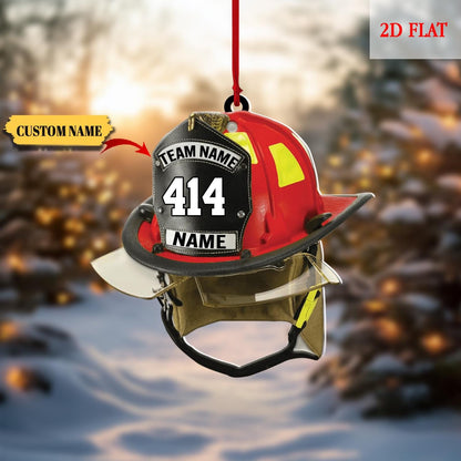 Custom Firefighter Helmet Acrylic Ornament, Firefighter Gift, Birthday Gift for Dad, Fireman Gift, Firefighter Hat Ornament, Firefighter hat
