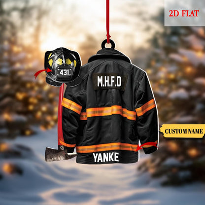 Personalized Firefighter Christmas Acrylic 2D Ornament, Fire Hero Uniform, Firefighter Christmas Gift, Fireman Ornament, Gift Firefighter