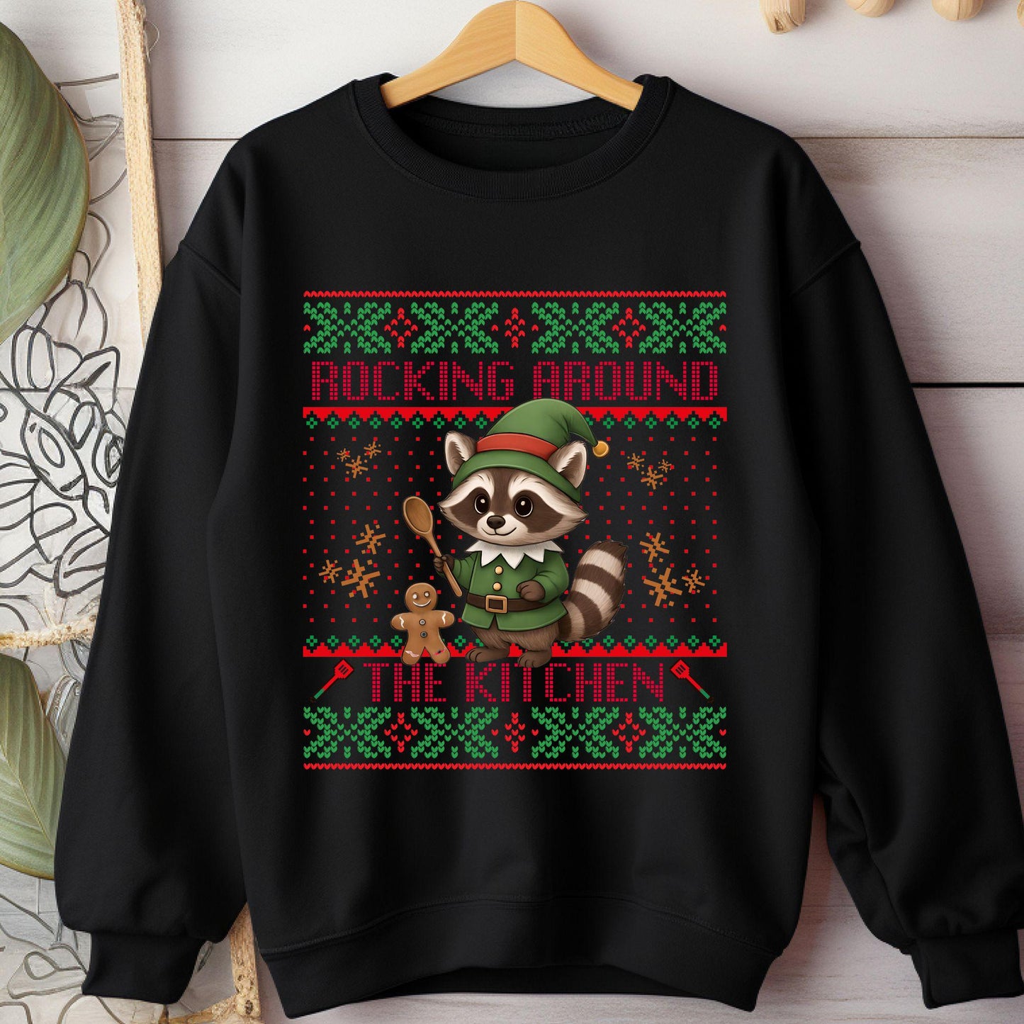 Rockin' Around the Christmas Tree Shirt Ugly Christmas Sweater Funny Raccoon Shirt Gift for Baker Funny Secret Santa Gift Ideas