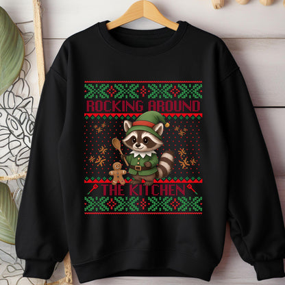 Rockin' Around the Christmas Tree Shirt Ugly Christmas Sweater Funny Raccoon Shirt Gift for Baker Funny Secret Santa Gift Ideas