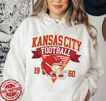 Kansas City Football 90s Style Shirt, Retro Kansas City Football Crewneck Sweatshirt, Football Shirt, Kansas City Fan Gifts