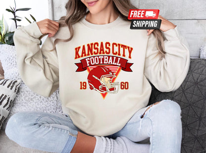 Kansas City Football 90s Style Shirt, Retro Kansas City Football Crewneck Sweatshirt, Football Shirt, Kansas City Fan Gifts