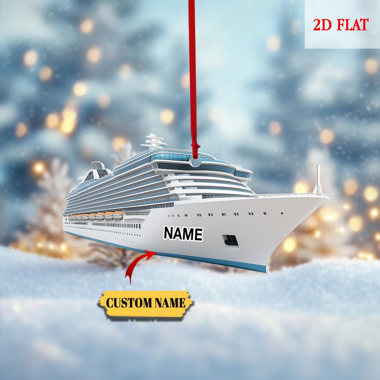Custom Name Cruise 2D Acrylic Ornament, Personalized Cruise Ornament, Cruise Gift, Acrylic ornament, Cruise Ship, Travel Christmas Ornament