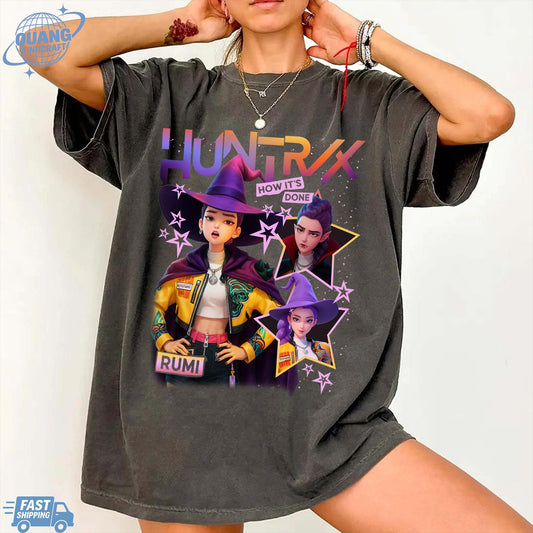 Rumi Huntrix Demon Hunters Halloween T Shirts, Huntrix Girls Tshirt, Demon Hunter Merch, Gift for Kpop Fan, Derpy Tiger Shirt, Sussy