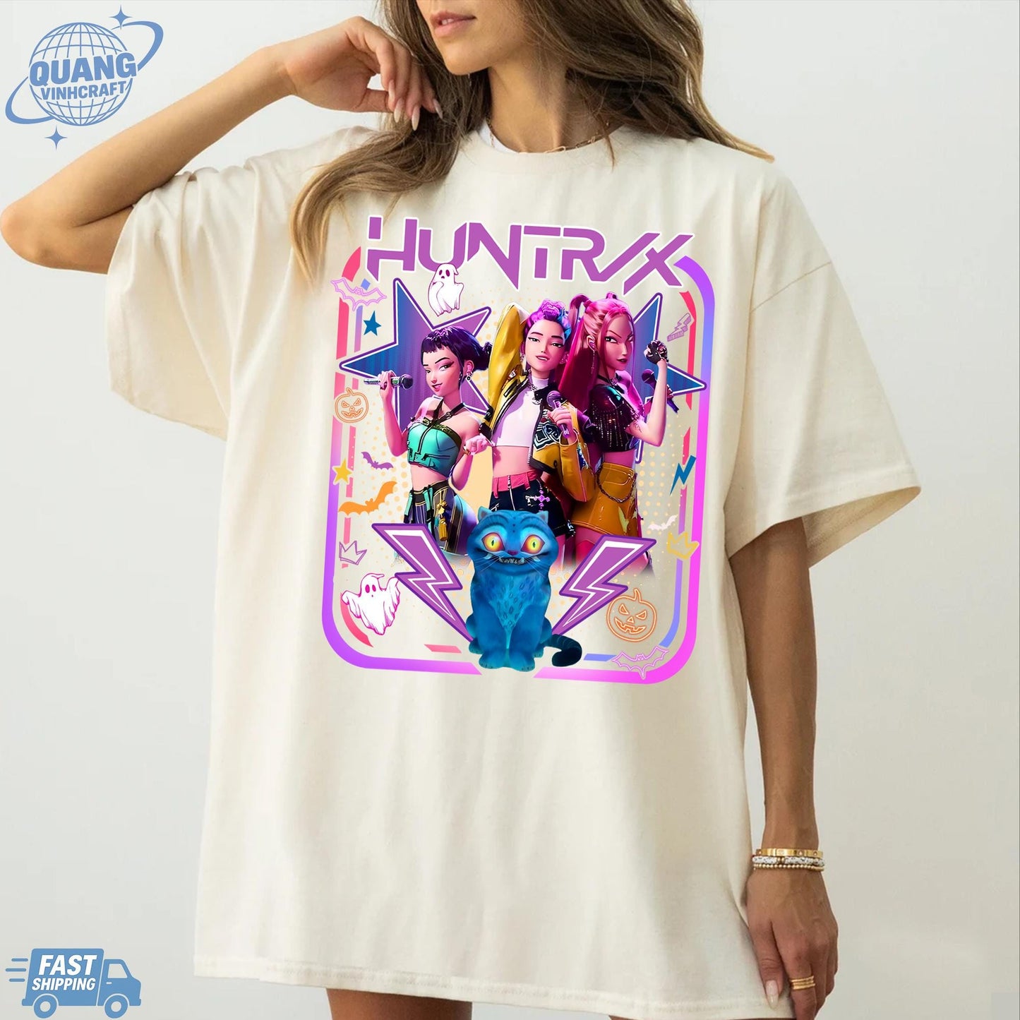 Kpop Huntrix Shirt, Kpop Demon Hunters Shirt, Kpop Huntrix Tee, Mira, Rumi, Zoey, Derpy Tiger Tee, Gift for Huntrix fans, Saja Boys Fans