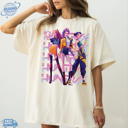 Kpop Huntrix Shirt, Kpop Demon Hunters Shirt, Kpop Huntrix Tee, Mira, Rumi, Zoey, Derpy Tiger Tee, Gift for Huntrix fans, Saja Boys Fans