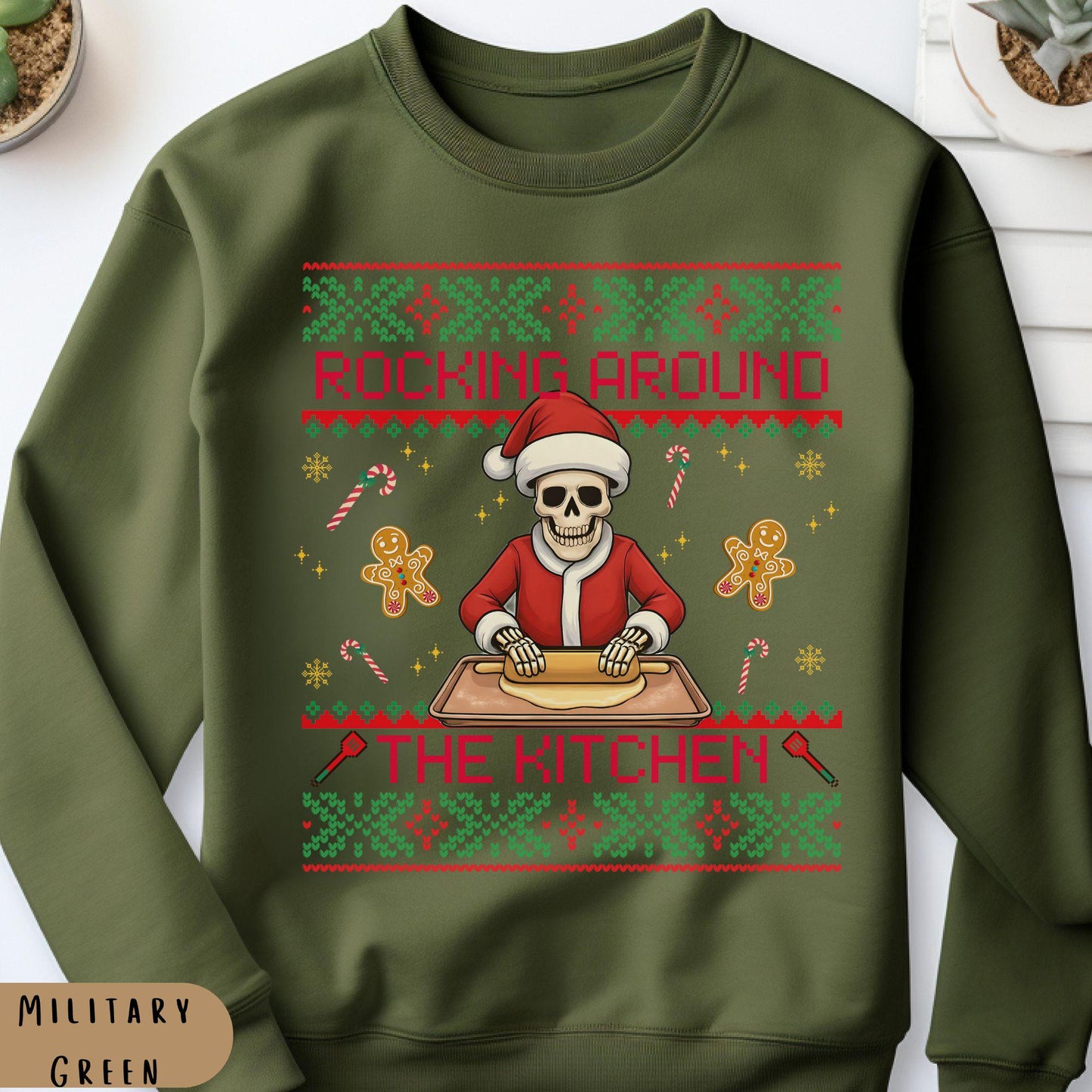 Rockin' Around the Christmas Tree Shirt Ugly Christmas Sweater Gift for Baker Funny Secret Santa Gift Ideas GingerBread Sweater