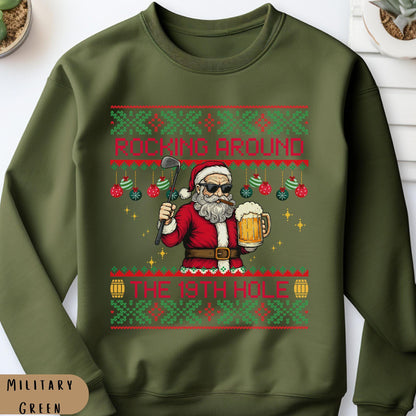Rockin' Around the Christmas Tree Shirt Santa Claus Golfing Golf Ugly Sweater Funny Secret Santa Gift Ideas