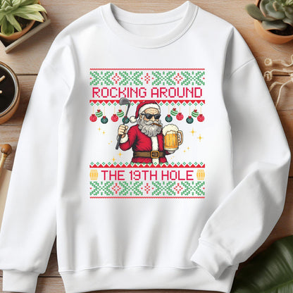 Rockin' Around the Christmas Tree Shirt Santa Claus Golfing Golf Ugly Sweater Funny Secret Santa Gift Ideas