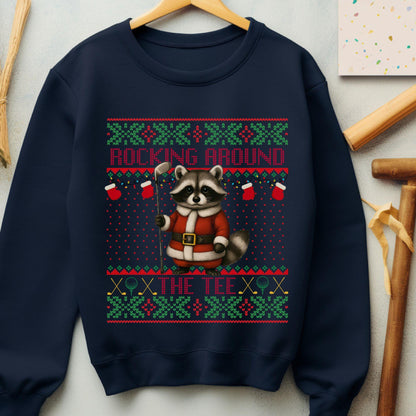 Rockin' Around the Christmas Tree Shirt Santa Claus Golfing Golf Ugly Sweater Funny Raccoon Shirt Funny Secret Santa Gift Ideas