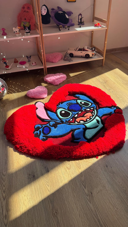 Puffy Heart Tufted Rug – Custom Handmade Cartoon Carpet, Love Cute Decor, Puffy Soft Rug for Anime Room Aesthetic or Gift | 2.7ft
