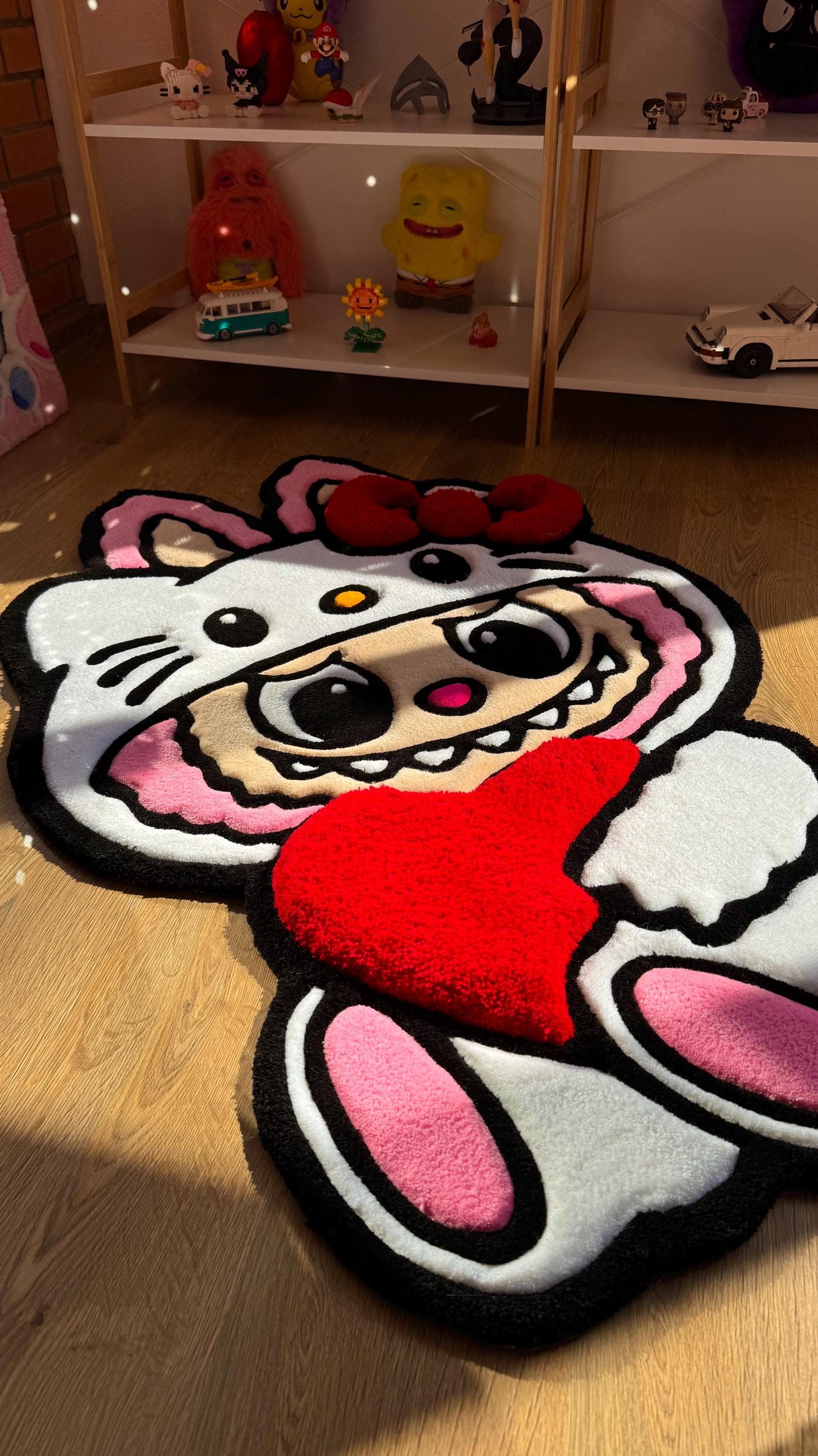 Pink x White Custom Rug – Cute Puffy 3D Tufted Carpet, Kawaii Handmade Decor, Fluffy Anime Rug for Kids Bedroom or Gift for Her
