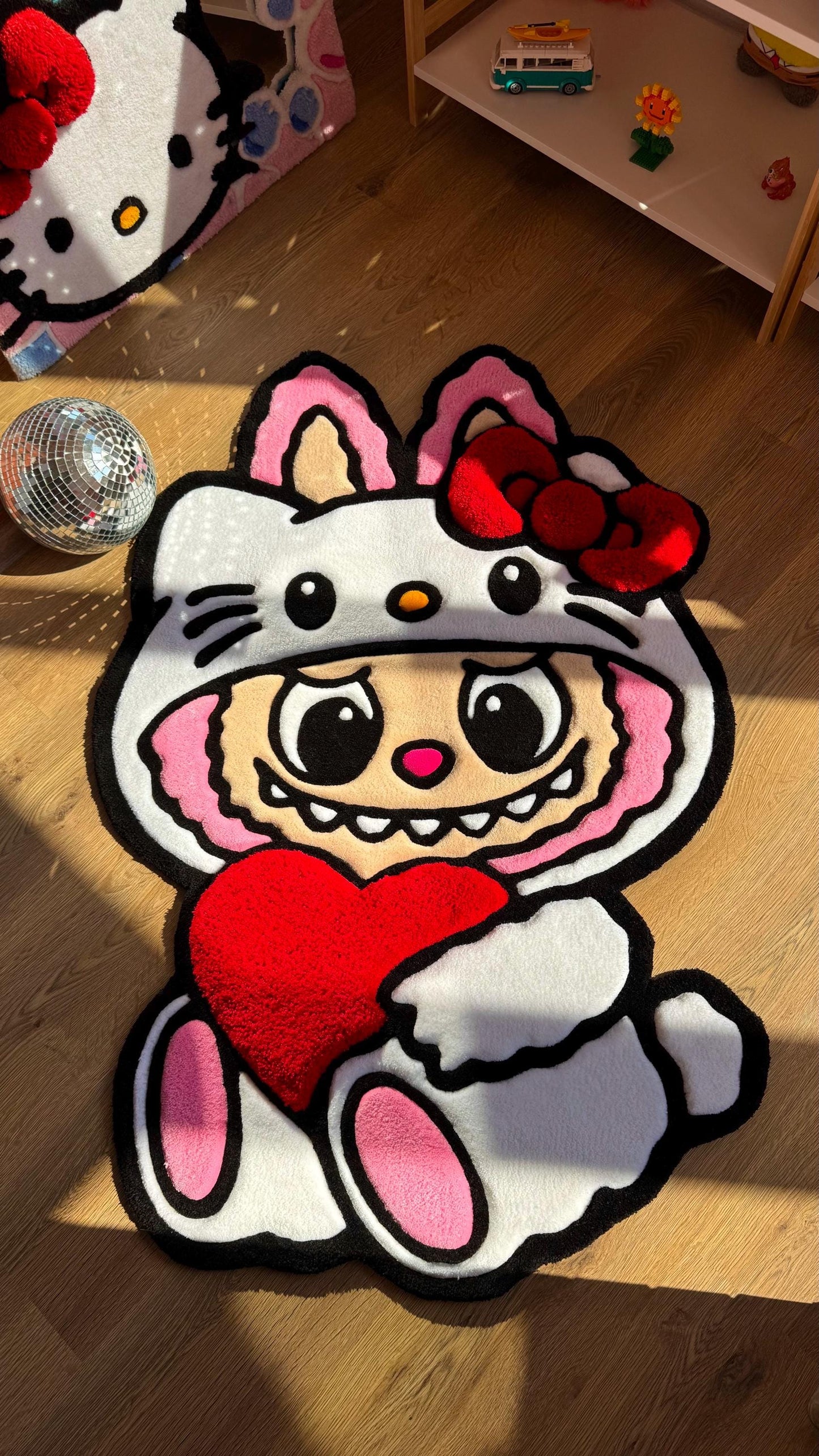 Pink x White Custom Rug – Cute Puffy 3D Tufted Carpet, Kawaii Handmade Decor, Fluffy Anime Rug for Kids Bedroom or Gift for Her