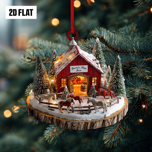 Personalized Horse Farm Christmas Ornament, Rustic Country Holiday Tree Decoration, Country Farmhouse Christmas Decor, Holiday Gift