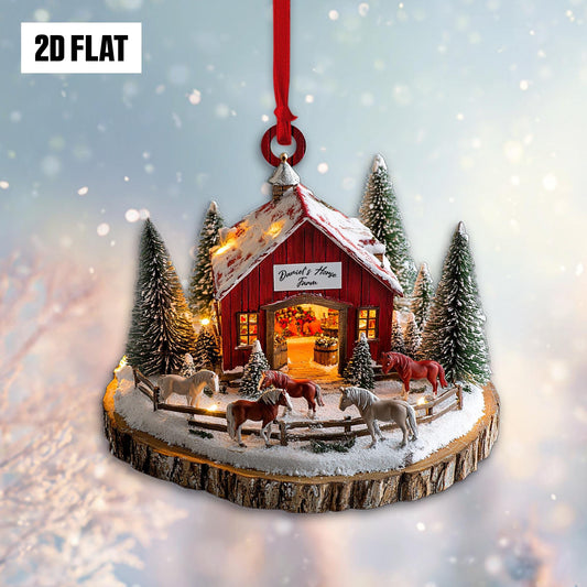 Personalized Horse Farm Christmas Ornament, Rustic Country Holiday Tree Decoration, Country Farmhouse Christmas Decor, Holiday Gift