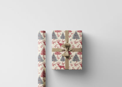 Premium Wrapping Paper Christmas Deer | Watercolor Holiday Gift Wrap | Cozy Rustic Festive Winter Roll #5