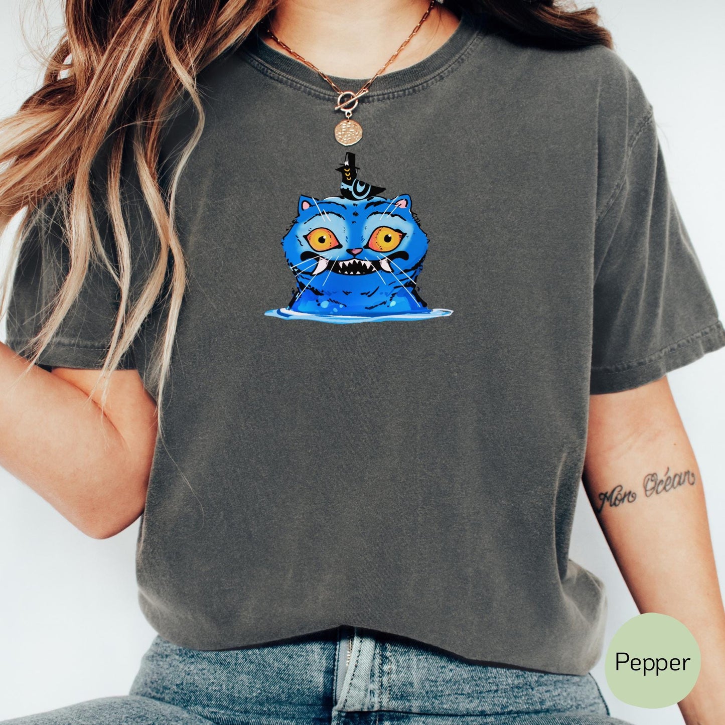 Demon Hunter Tiger Comfort Colors T-Shirt, K-pop Demon Shirt, Anime Cat Graphic Tee, Hunter Merch Shirt, Anime Lover Gift