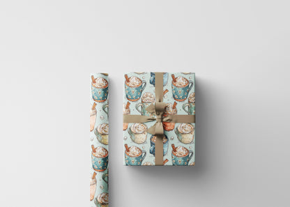 Barista Gift Wrap Premium Coffee Lover | Watercolor Wrapping Paper | Rustic Cozy Holiday Roll #11