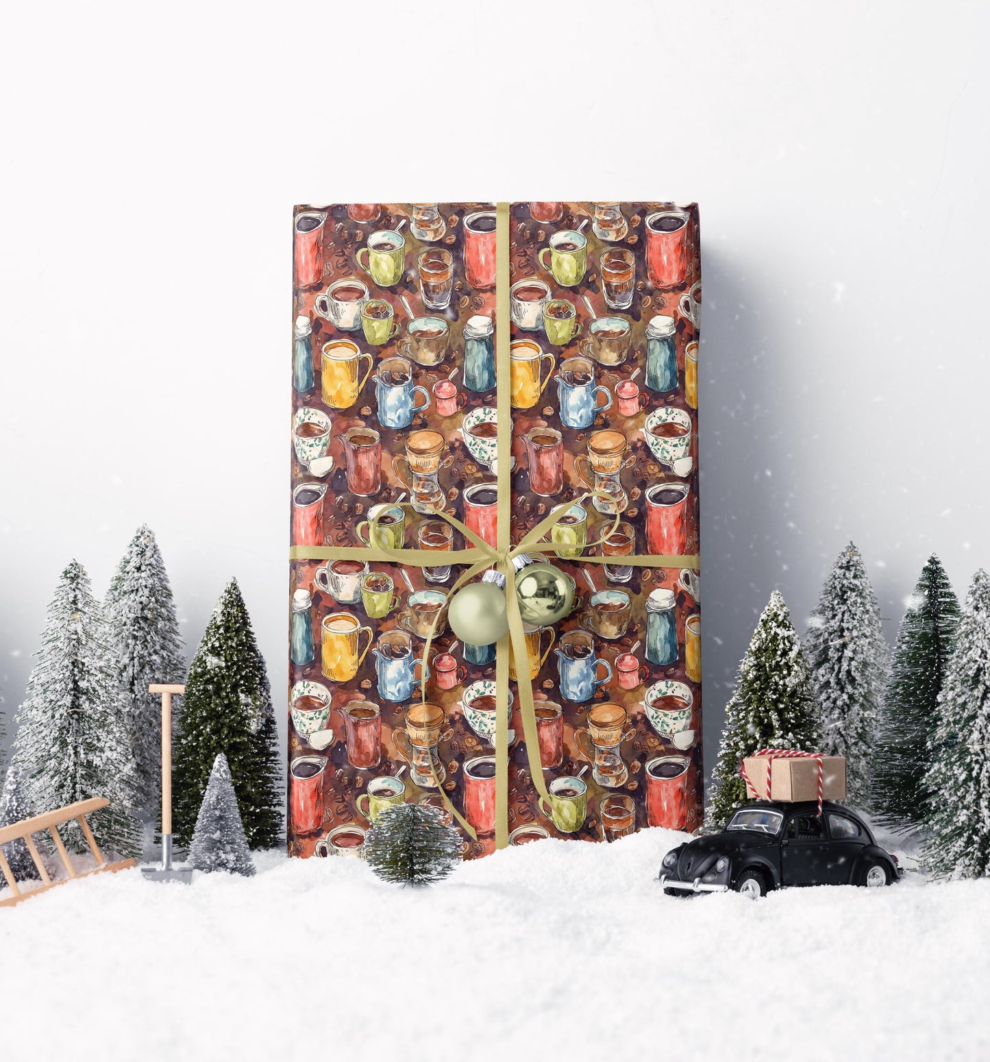 Barista Gift Wrap Premium Wrapping Paper | Watercolor Coffee Beans | Cozy Coffee Addict Supplies #9