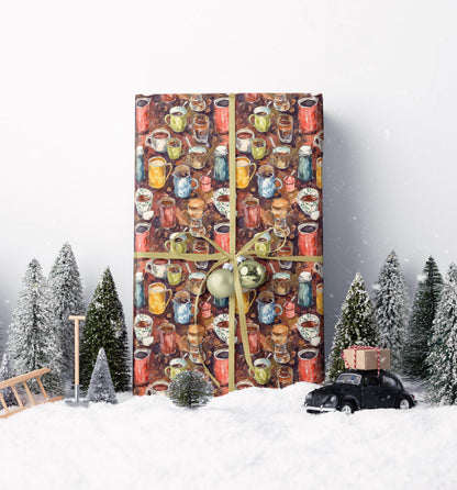 Barista Gift Wrap Premium Wrapping Paper | Watercolor Coffee Beans | Cozy Coffee Addict Supplies #9