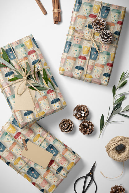 Coffee Wrapping Paper Premium Design | Watercolor Beans Gift Wrap | Coffee Addict Holiday Supplies #2