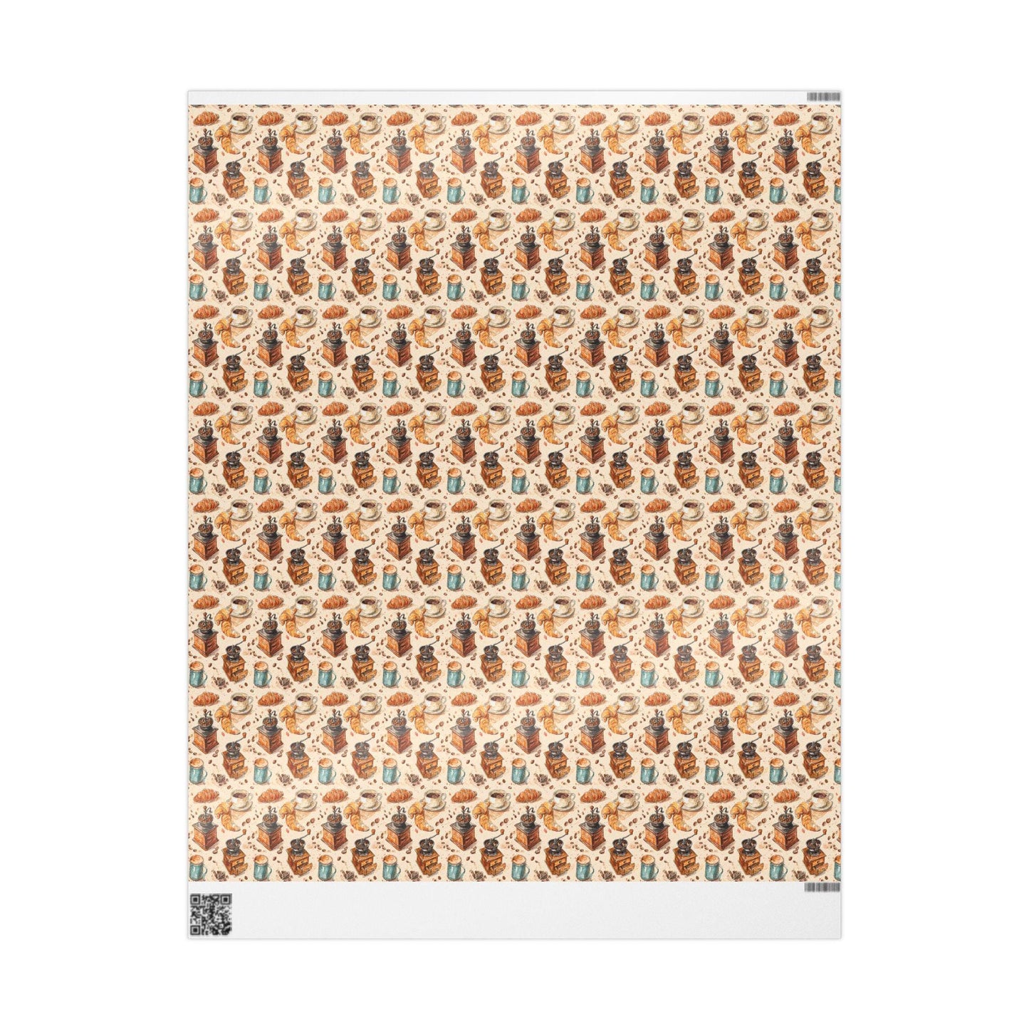 Coffee Wrapping Paper Watercolor Coffee Beans | Premium Barista Gift Wrap Roll | Rustic Cozy Design #7