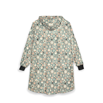 Cozy Floral Unisex Hooded Blanket | Warm, Soft, Oversized Wearable Throw, Great for Lounging, Home Relaxation, Gift Idea