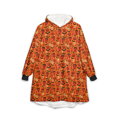 Cozy Halloween Pumpkin Hooded Blanket, Sweatshirt, Costume, Fall Decor, Spooky Gift