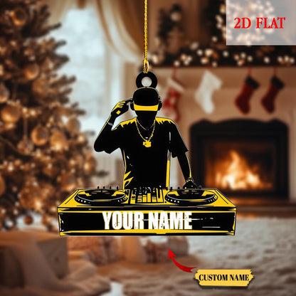 Personalized DJ Disc Jockey Christmas 2D Flat Acrylic Ornament, DJ Shaped Christmas Ornament, Ornament Christmas Gift For DJ Man