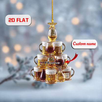 2D acrylic ornament, flat christmas ornament, personalized beer ornament, custom name ornament, funny ornament, bar pub gift, xmas decor