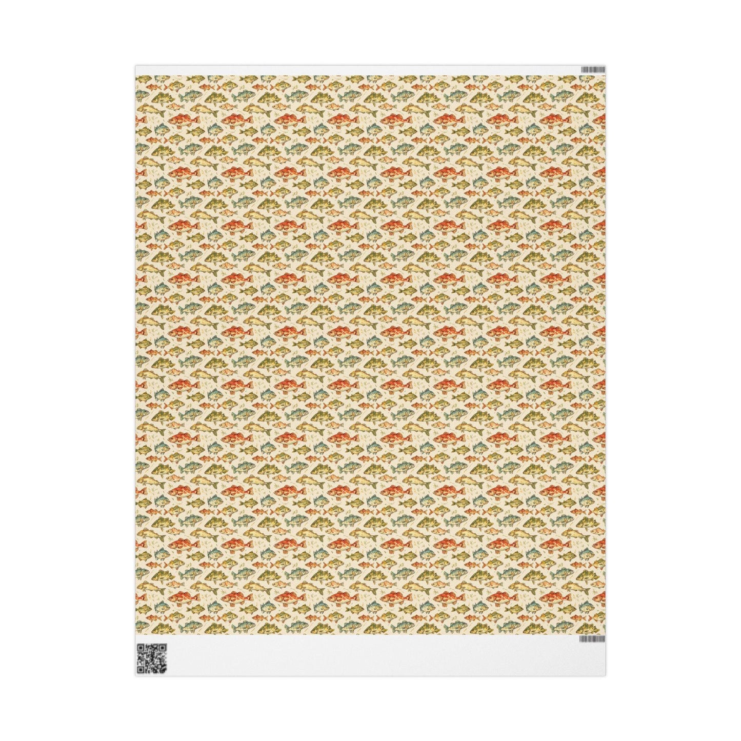 Fishing Wrapping Paper Outdoor Hobby Gift Wrap with Vintage Fish and Rods Print for Nature and Lake Lovers