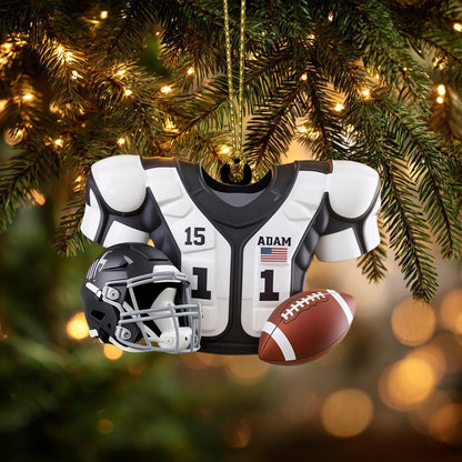 Custom Football Christmas Ornament, Flat 2D Acrylic Jersey Keepsake, Personalized Gift for Football Player, Holiday Sports Decoration
