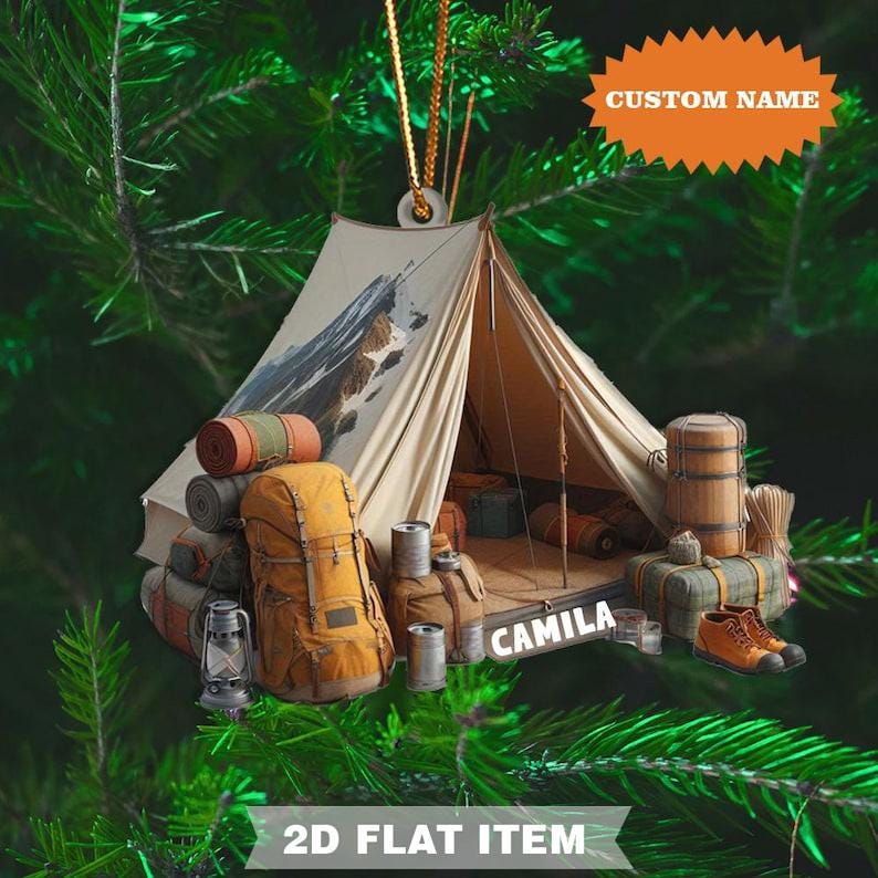 Personalized Camping Tent Christmas Ornament, Christmas Decorations, Gift For Camping Lover,  Christmas Gift, Gift For Her