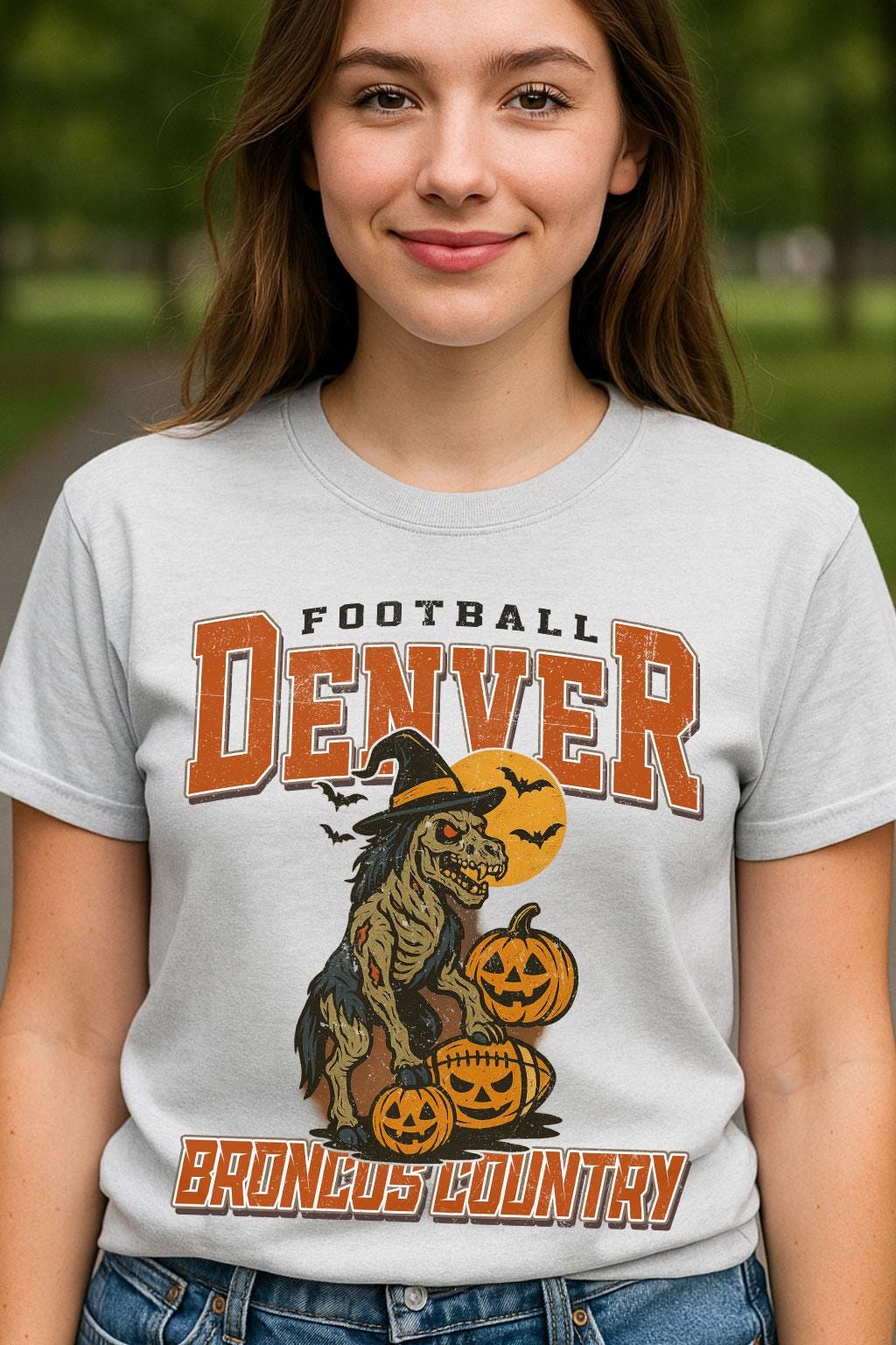 Vintage Style Denver Spooky Sweatshirt | Broncos Country Halloween Football Shirt | Spooky Crow Pumpkin Shirt | Fall Sports Fan Gift