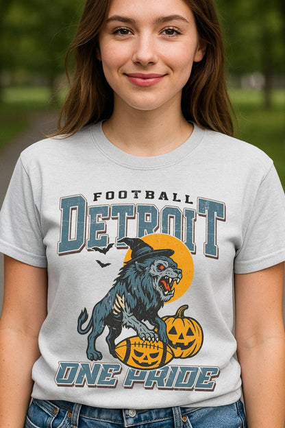 Vintage Style Detroit Spooky Sweatshirt | One Pride Halloween Football Shirt | Spooky Crow Pumpkin Shirt | Fall Sports Fan Gift