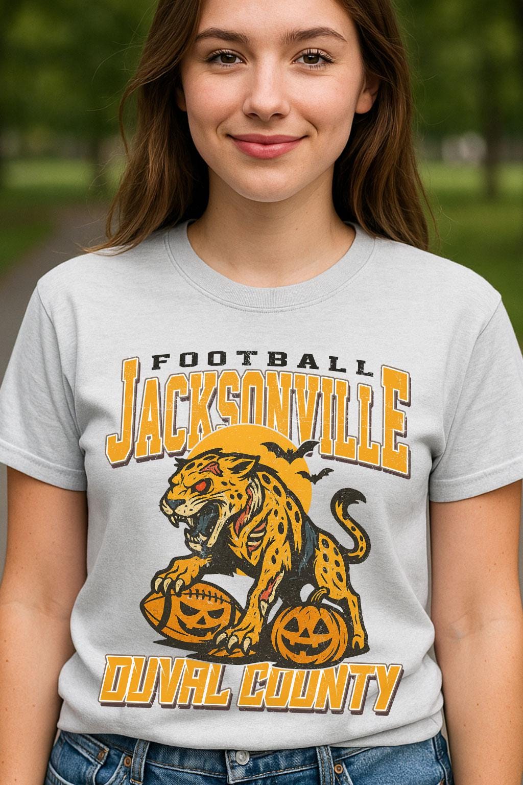 Vintage Style Jacksonville Spooky Sweatshirt | Duval County Halloween Football Shirt | Spooky Crow Pumpkin Shirt | Fall Sports Fan Gift