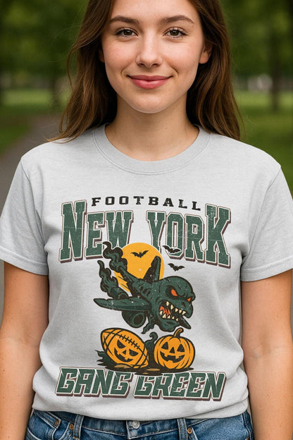 Vintage Style New York Spooky Sweatshirt | Gang Green Halloween Football Shirt | Spooky Crow Pumpkin Shirt | Fall Sports Fan Gift