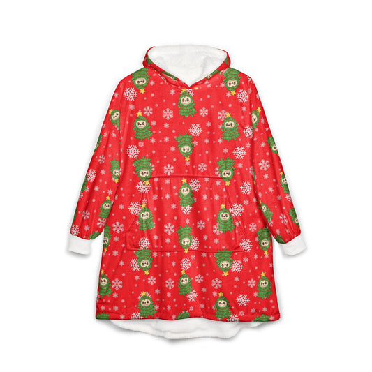 Labubu Christmas Tree Hooded Blanket: Soft Polyester Fleece