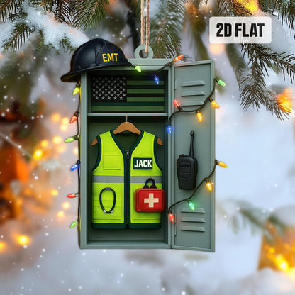 Personalized EMT 2D Flat Ornament, Custom EMT Paramedic Christmas Tree Ornament, Christmas Gifts For EMT Worker, Paramedic, First Responder