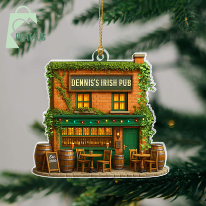Personalized Irish Pub 2D Flat Ornament, Irish Pub Acrylic Ornament, Irish Ornament, Ireland Gifts Shamrock, Pub Decor Gift For Pub Lover
