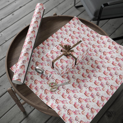 Pink Cocoa and Snowflakes Wrapping Paper: Cute Christmas Wrapping Paper, Custom Wrapping paper, Parties and Celebrations, Unique Gift Giving