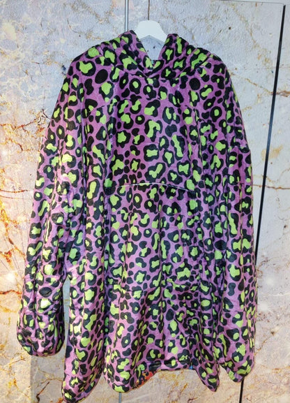 Rainbow Reversible Snug Hoodie LGBTQ Pride Flag Print Pullover Hooded Blanket with Sleeves Vivid Colours All Over Print Hoodie