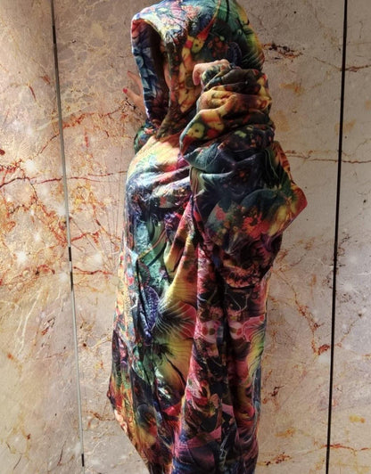 Rainbow Reversible Snug Hoodie LGBTQ Pride Flag Print Pullover Hooded Blanket with Sleeves Vivid Colours All Over Print Hoodie