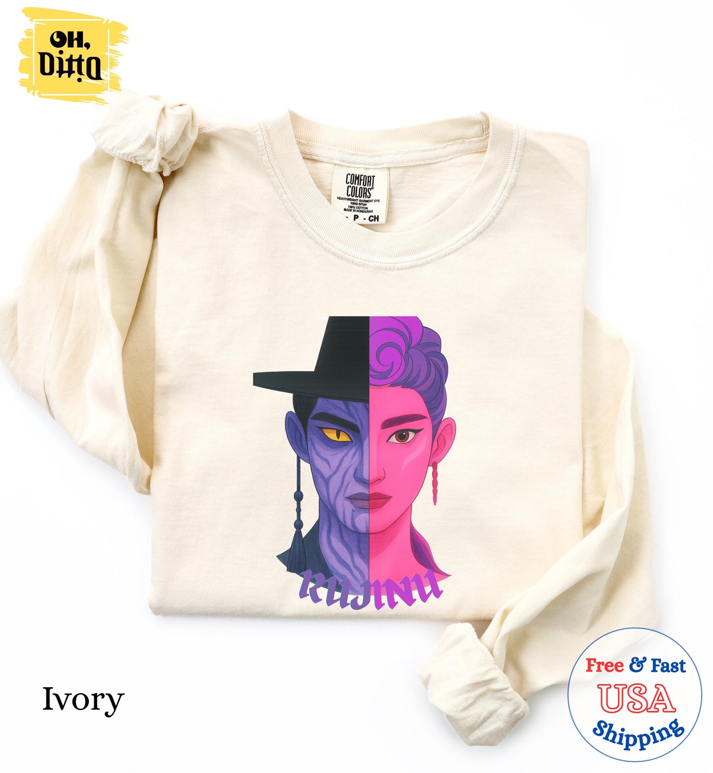 Rujinu Tshirt, Jinu Demon Hunter Tshirt, KPDH Tshirt, Kpop Demon Hunter Tshirt, Huntrix Tee, Rumi Jinu Shirt, Huntrix fan
